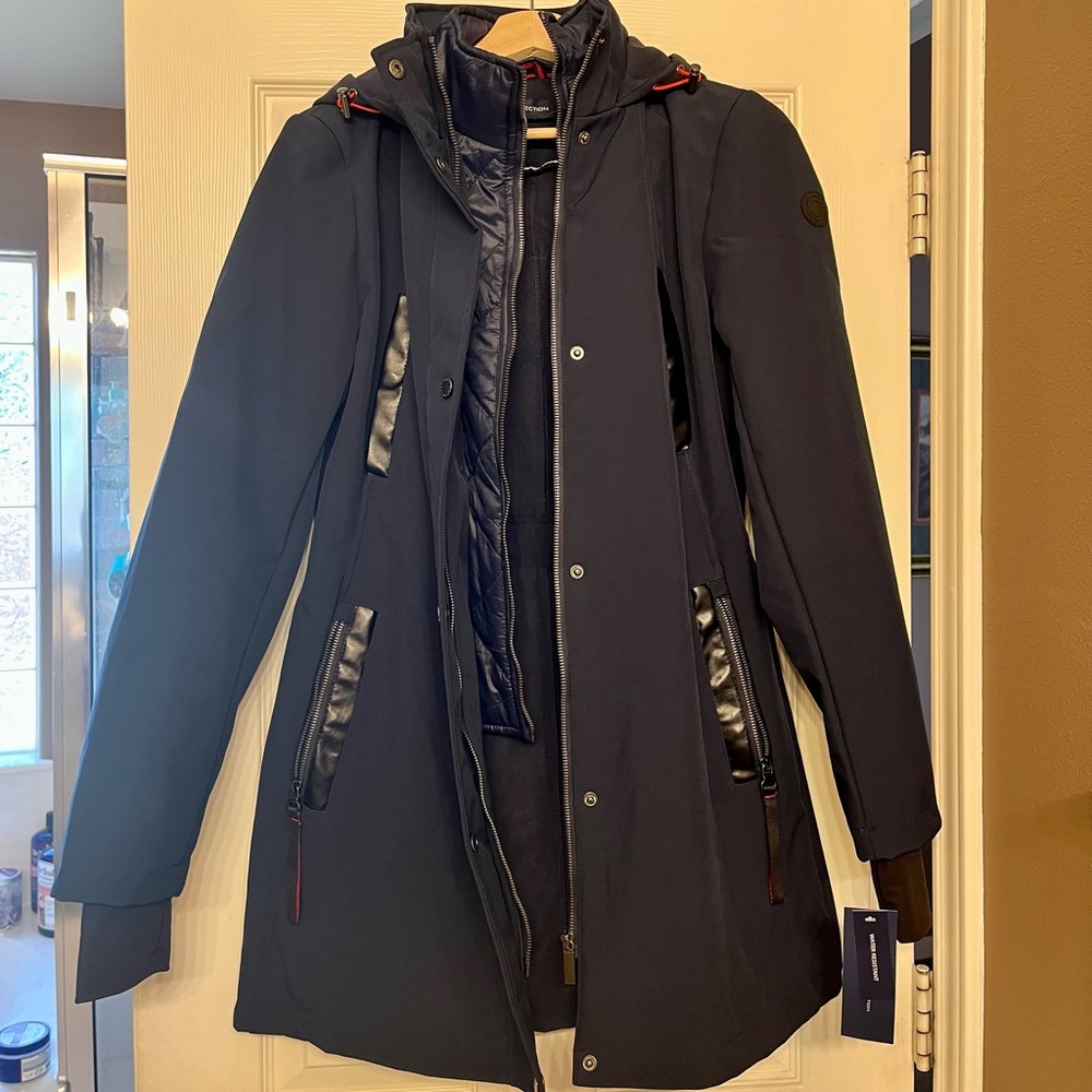 Navy blue raincoat